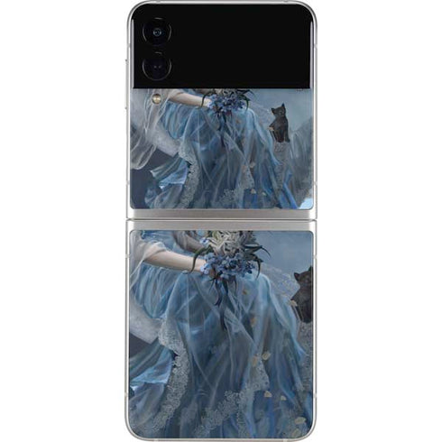 Fairy with Black Cat Sitting on Moon by Nene Thomas Galaxy Z Flip4 5G Skin